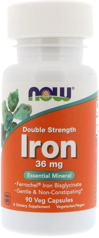 Kapsułki Żelazo, 36 mg - Now Foods Iron  — Zdjęcie N1