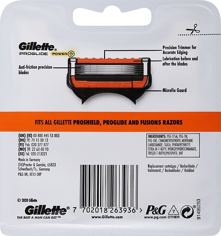 Wymienne wkłady do maszynki, 8 szt. - Gillette Fusion ProGlide Power — Zdjęcie N2