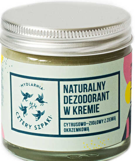 Naturalny dezodorant w kremie Cytrusowo-ziołowy z ziemią okrzemkową - Cztery Szpaki — Zdjęcie N1