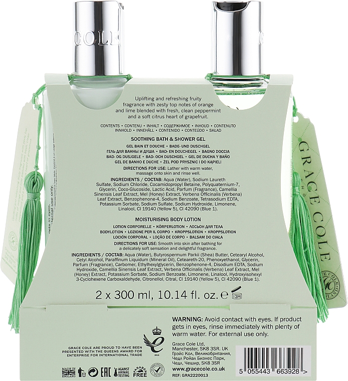 Zestaw - Grace Cole Grapefruit, Lime & Mint (sh/gel/300ml + b/lot/300ml) — Zdjęcie N2