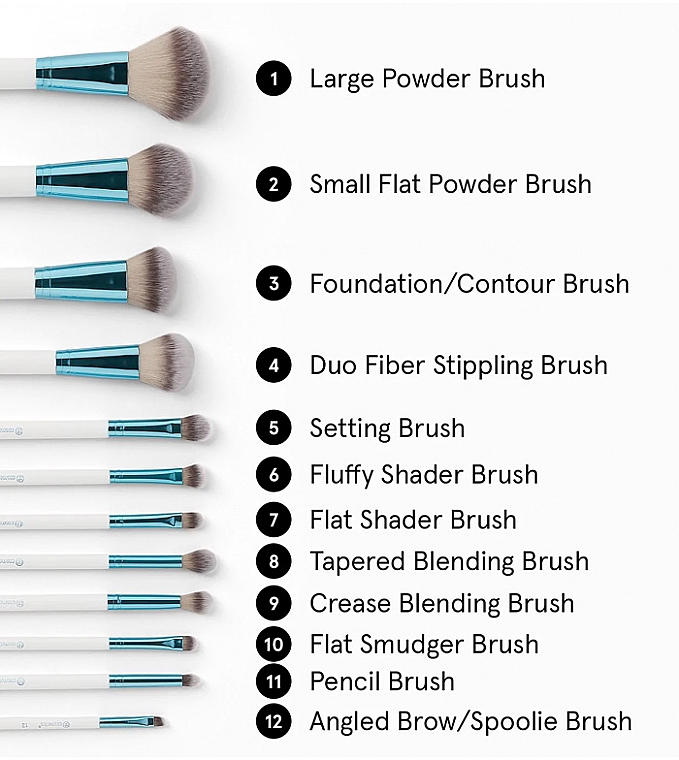 Zestaw pędzli do makijażu, 12 szt. + kosmetyczka - BH Cosmetics Poolside Chic Set of 12 Brushes + Bag — Zdjęcie N5