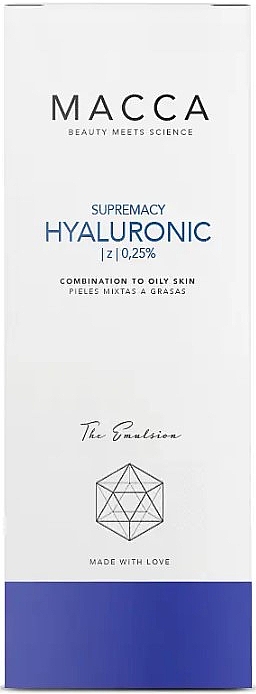 Nawilżająca emulsja do cery mieszanej i tłustej - Macca Supremacy Hyaluronic 0,25% Emulsion Combination To Oily Skin — Zdjęcie N2