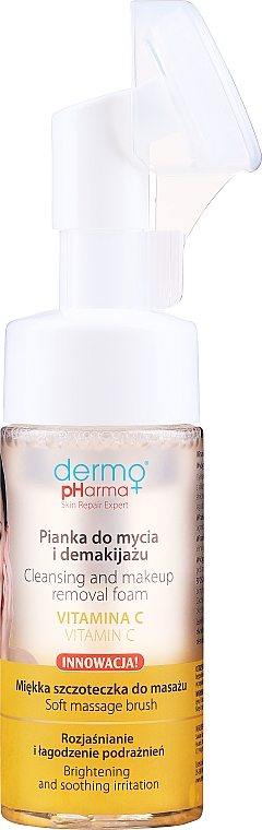 Pianka do mycia i demakijażu twarzy ze szczoteczką - Dermo Pharma Vitamin C Brightening And Soothing Irritation Foam — Zdjęcie N1