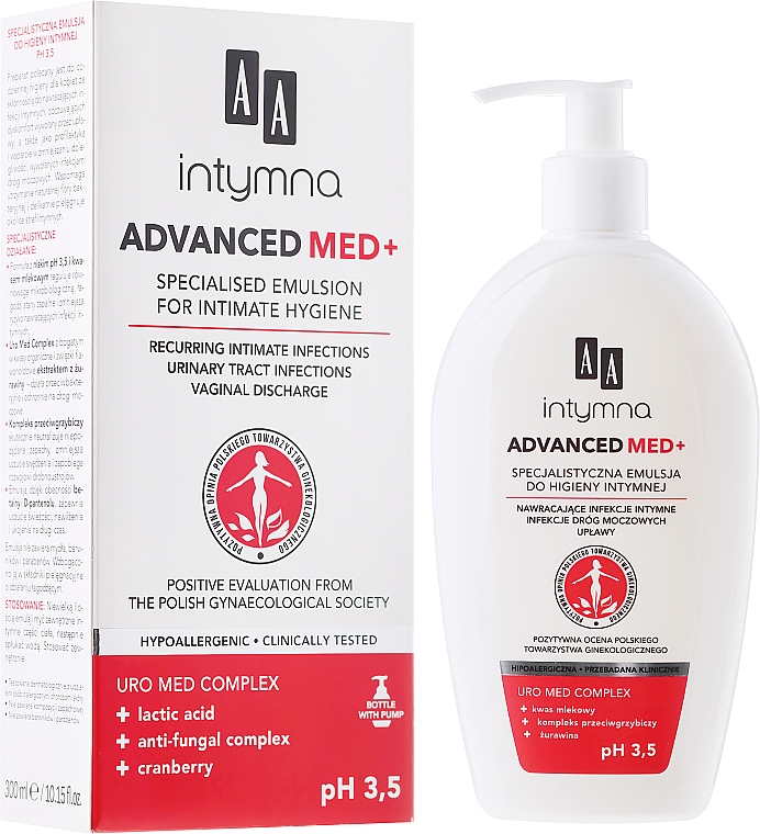 Specjalistyczna emulsja do higieny intymnej pH 3,5 - AA Advanced Med+ — Zdjęcie N1