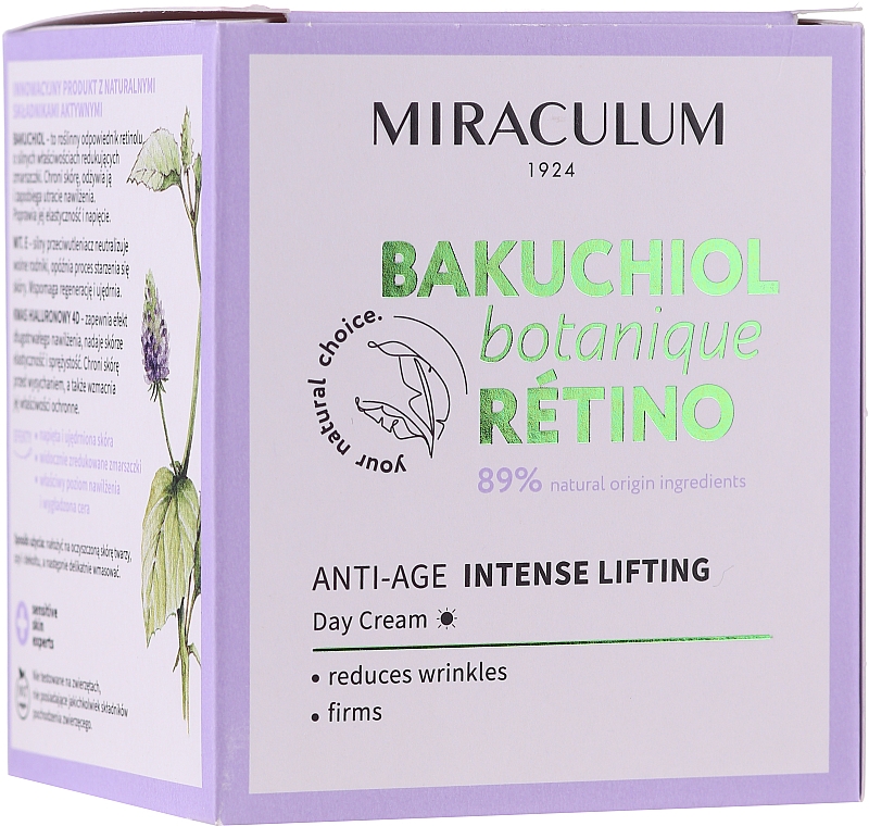 Intensywnie liftingujący krem do twarzy na dzień - Miraculum Bakuchiol Botanique Retino Anti-Age Intensive Lifting — Zdjęcie N1