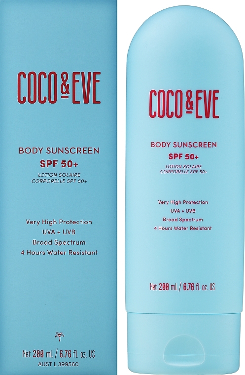 Filtr przeciwsłoneczny do ciała - Coco & Eve Body Sunscreen SPF 50+ Very High Protection UVA + UVB 4 Hours Water Resistant — Zdjęcie N1