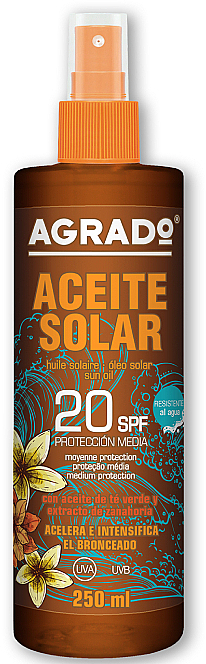 Olejek do ciała przyspieszający opalanie SPF20 - Agrado Aceite Solar SPF20 — Zdjęcie N1