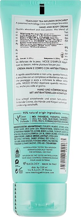 Krem do rąk i paznokci - Teaology Yoga Care Clean Hand And Body Cream With Anti-Bacterial  — Zdjęcie N2