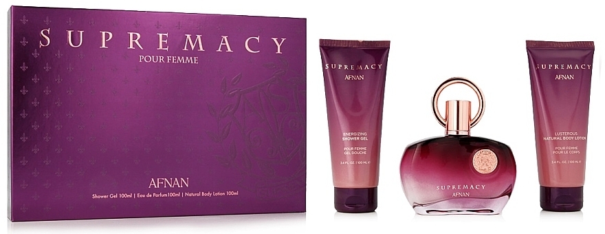 Afnan Perfumes Supermacy Femme Purple - Zestaw (edp/100ml + sh/gel/100ml + b/lot/100ml) — Zdjęcie N1