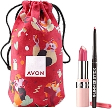 Zestaw - Avon Hydramatic Iconic Pink (lipstick/3,6g + lip/liner/0,35g + acc/1pc) — Zdjęcie N1