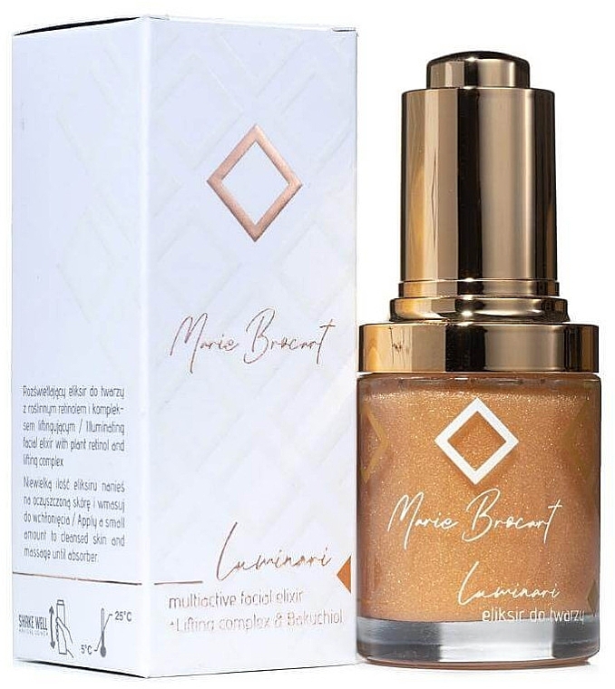 WYPRZEDAŻ Rozświetlający eliksir do twarzy z bakuchiolem i kompleksem liftingującym - Marie Brocart Lamari Multi Active Facial Elixir * — Zdjęcie N1