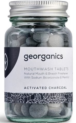 Naturalne tabletki do płukania jamy ustnej Węgiel aktywny - Georganics Mouthwash Tablets Activated Charcoal — Zdjęcie N1