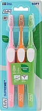 Zestaw szczoteczek do zębów, zielona + pomarańczowa + różowa - Tepe Supreme Soft — Zdjęcie N1