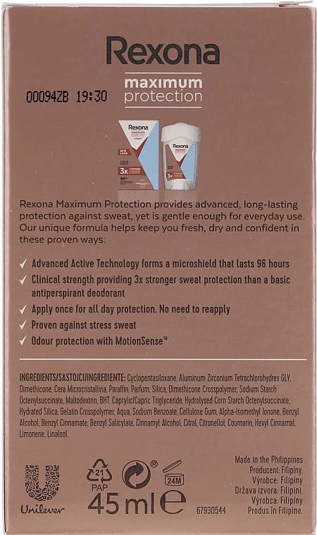 Antyperspirant w kremie - Rexona Women Maximum Protection Clean Scent Fresh Stick Anti-transpirant — фото N2