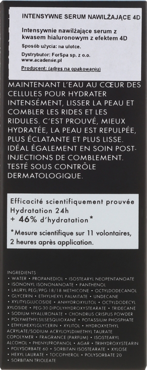 Intensywnie nawilżające serum do twarzy - Académie 4D Intensive Moisturizing Serum — Zdjęcie N3