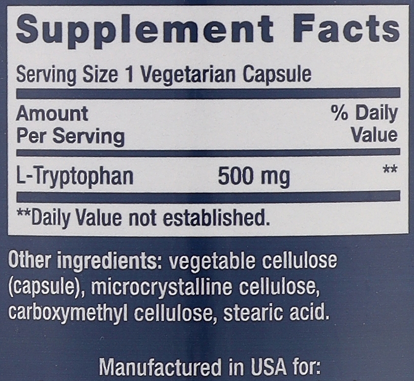 L-tryptofan w kapsułkach - Life Extension L-Tryptophan — Zdjęcie N3