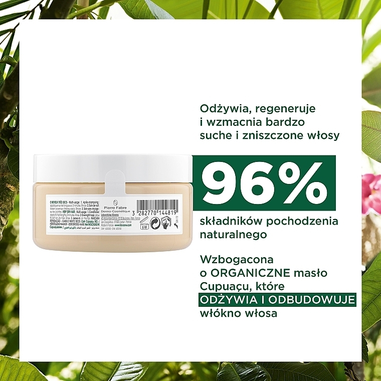 Odżywcza maska naprawcza do włosów z masłem cupuacu - Klorane Cupuacu Nourishing & Repairing Mask — Zdjęcie N5