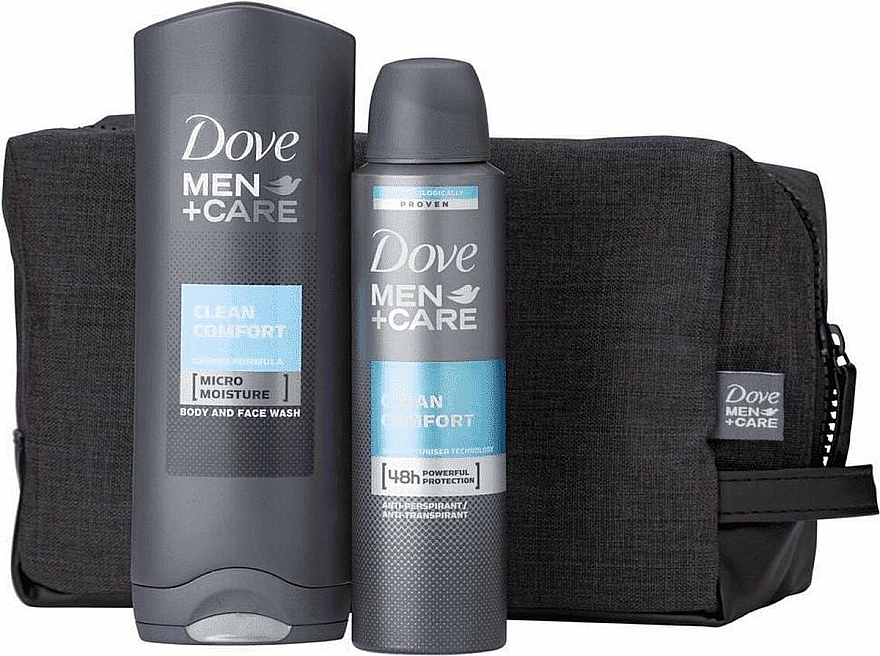 Zestaw - Dove Men+Care Clean Comfort (deo/150ml + gel/250 + bag) — фото N1