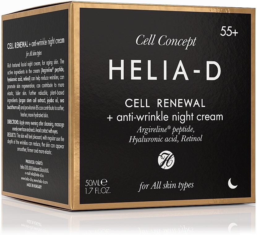 Przeciwzmarszczkowy krem do twarzy na noc, 55+ - Helia-D Cell Concept Cream — Zdjęcie N4