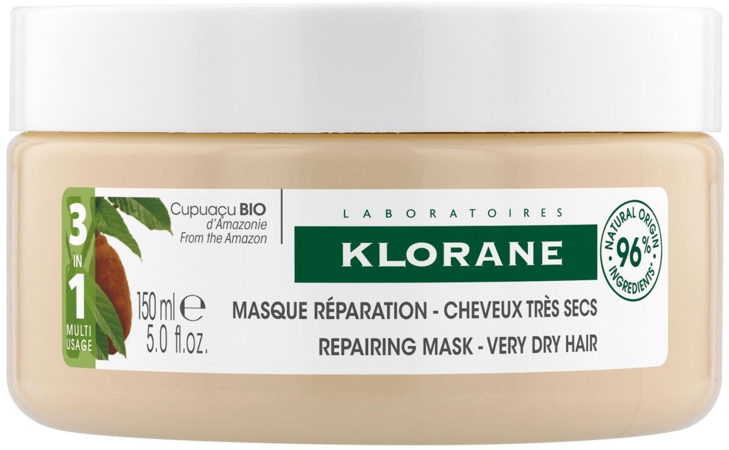 Odżywcza maska naprawcza do włosów z masłem cupuacu - Klorane Cupuacu Nourishing & Repairing Mask — Zdjęcie 150 ml