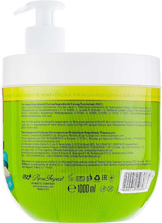 Maska-krem Eliksir z kolagenem i oliwą z oliwek - Leganza Elixir Cream Mask For Hair (z dozownikiem) — Zdjęcie N2