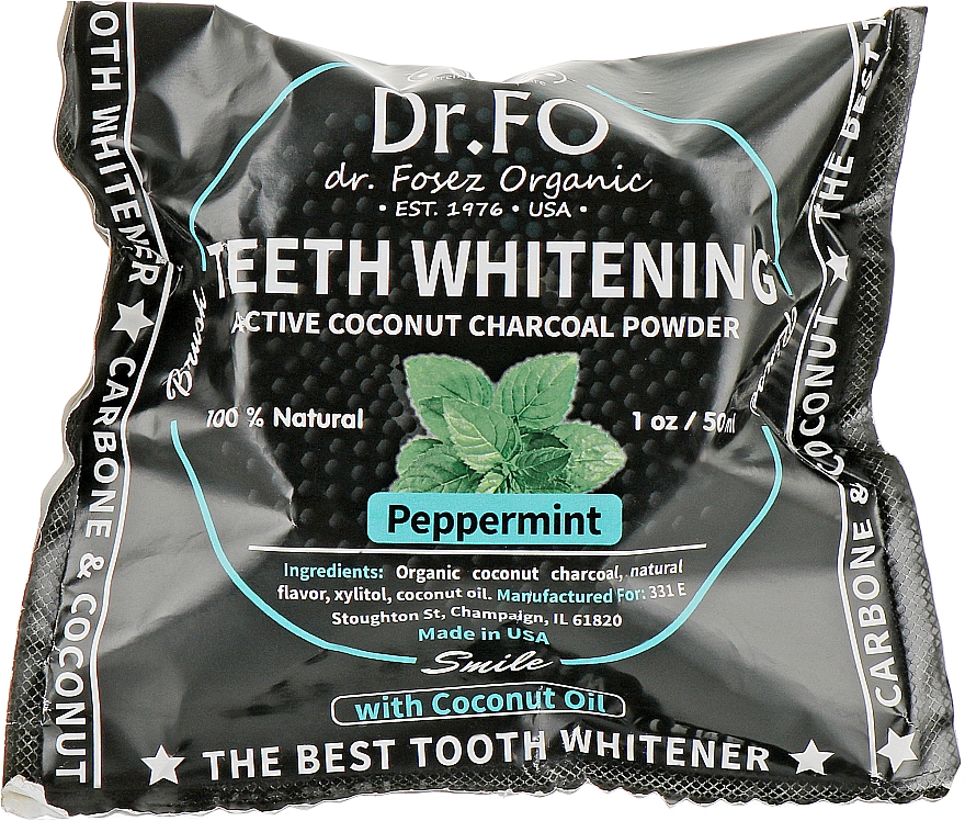 Czarny kokosowy proszek do zębów - Dr.Fosez Teeth Whitening — Zdjęcie N1