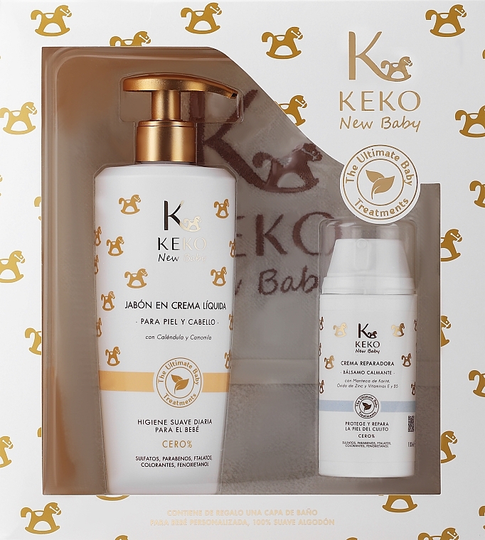 PRZECENA! Zestaw - Keko New Baby (towel/1 pc + cr soap/500 ml + b/balm/100 ml) * — Zdjęcie N1