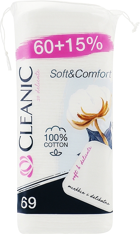 Płatki kosmetyczne 69 szt. - Cleanic Soft & Comfort — Zdjęcie N1
