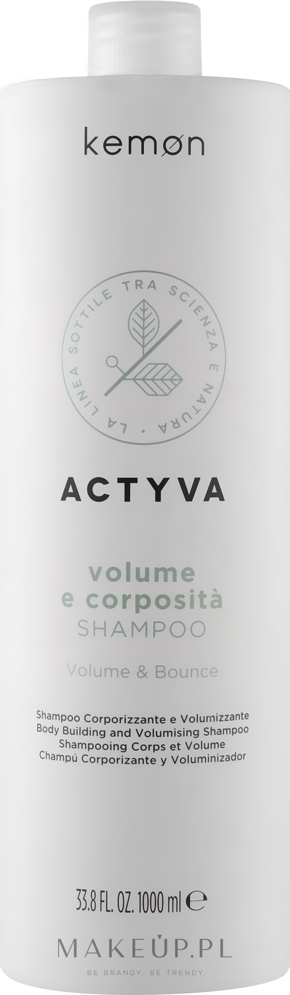 Szampon nadający włosom objętość - Kemon Actyva Volume e Corposita Shampoo — Zdjęcie 1000 ml