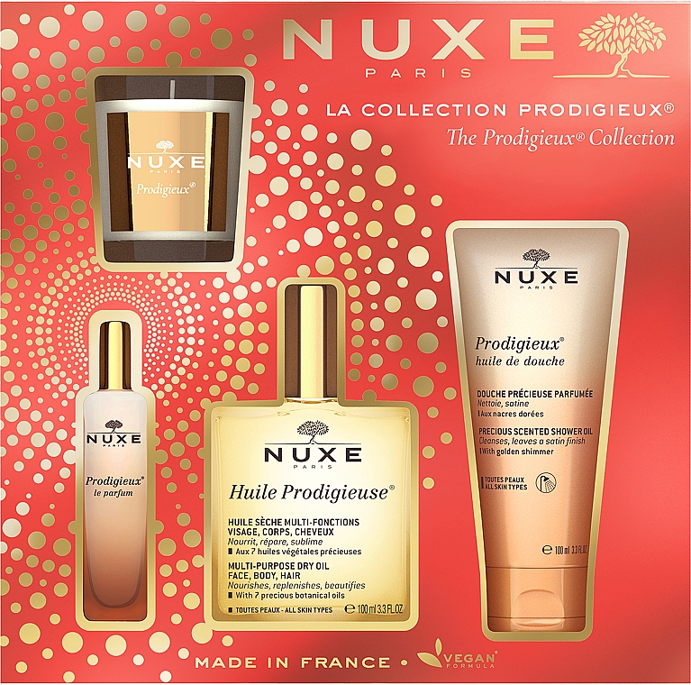 Zestaw - Nuxe The Prodigieux® Collection (b/oil 100 ml + sh/oil 100 ml + perf 15 ml + candle 70 g) — Zdjęcie N1