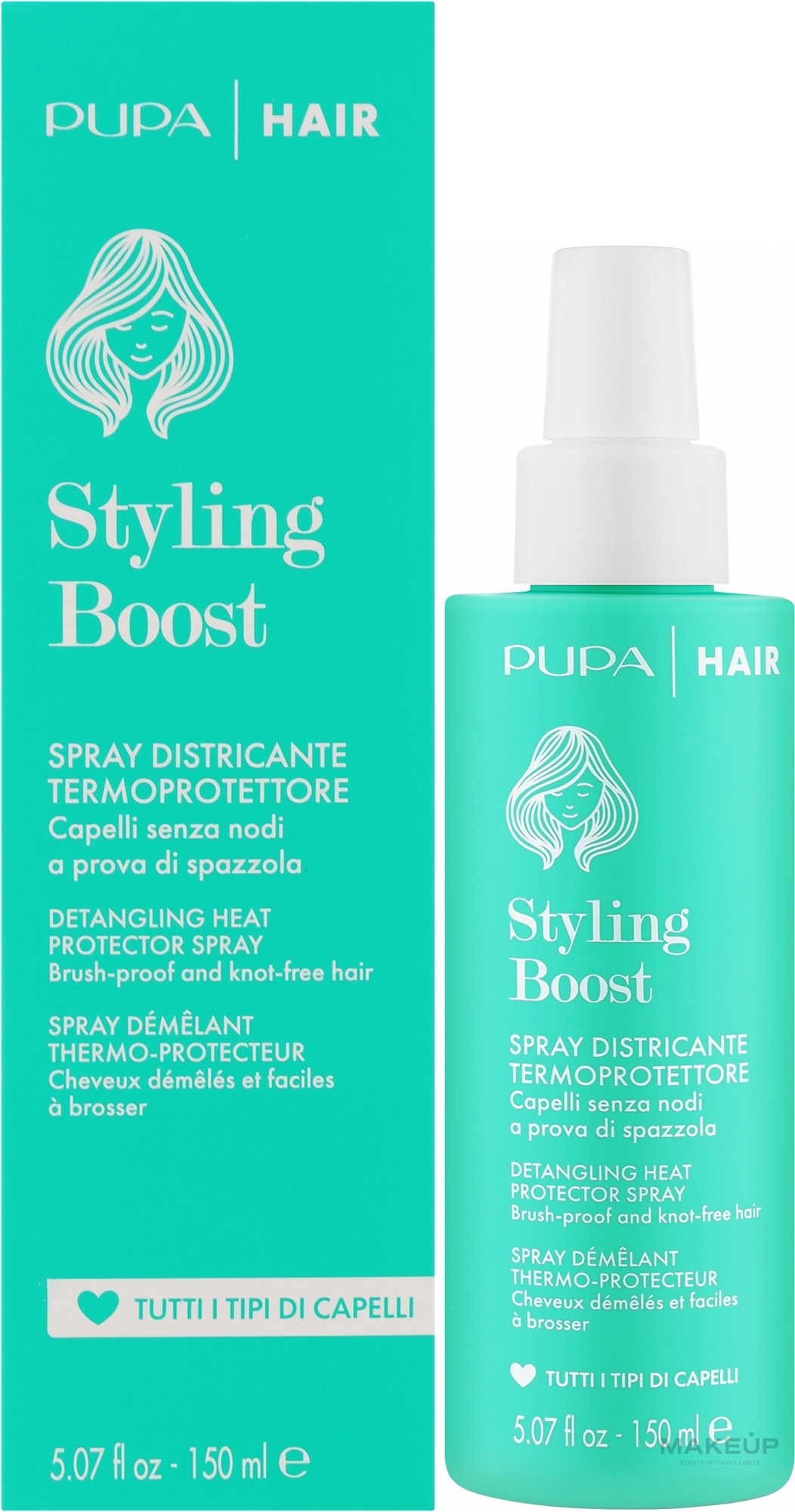 Termoochronny lakier do włosów ułatwiający rozczesywanie - Pupa Styling Boost Detangling Heat Protector Spray — Zdjęcie 150 ml