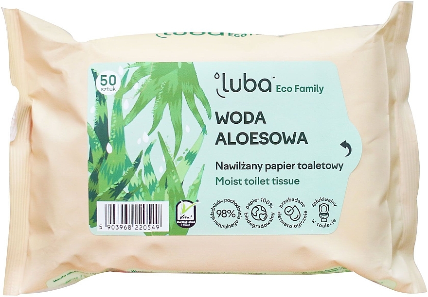 Nawilżany papier toaletowy z wodą aloesową - Luba Eco Family — Zdjęcie N1