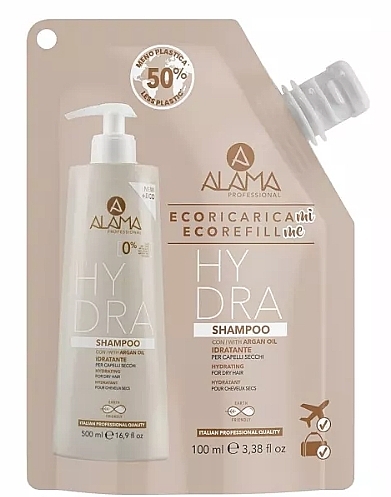 Szampon nawilżający do włosów suchych z olejem arganowym - Alama Hydra Shampoo Travel Size — Zdjęcie N1