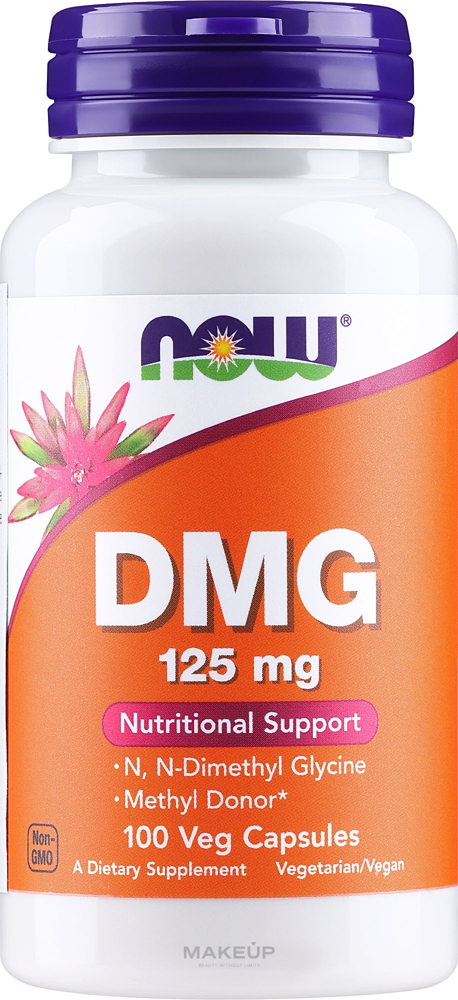 Dimetyloglicyna kwas pangamowy w kapsułkach, 125 mg - Now Foods DMG  — Zdjęcie 100 szt.