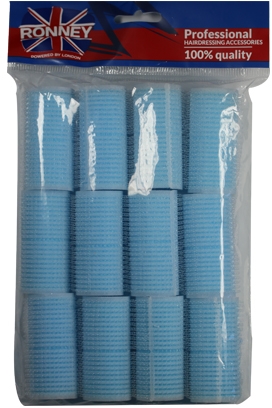 Wałki na rzep 28/63, niebieskie - Ronney Professional Velcro Roller — Zdjęcie N1