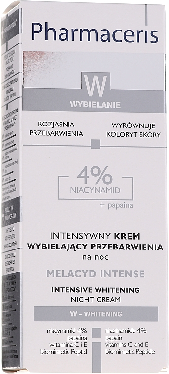 Intensywny krem wybielający przebarwienia na noc z 4% niacynamidem - Pharmaceris W Melacyd Intense — Zdjęcie N2