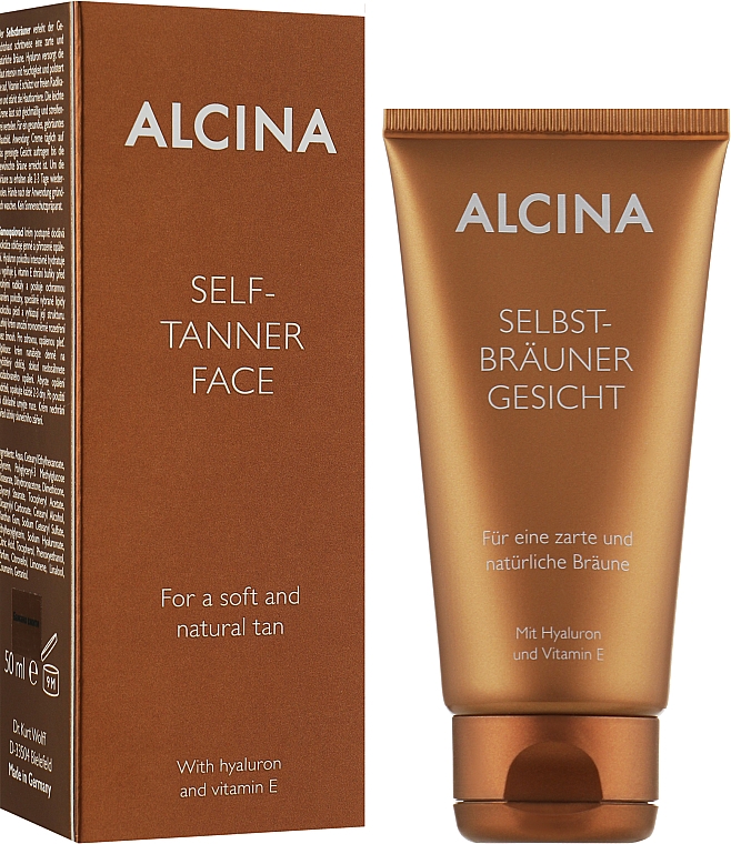 Samoopalacz do twarzy z kwasem hialuronowym i witaminą E - Alcina Selbstbrauner Gesicht — Zdjęcie N2