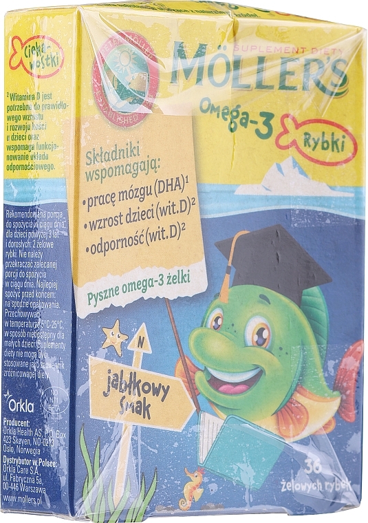 PRZECENA! Żelki o smaku jabłkowym Omega 3 - Orkla Moller's Omega-3 Fish * — Zdjęcie N1