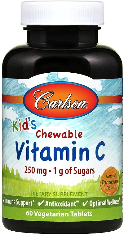 Żelki z witaminą C dla dzieci o smaku mandarynki - Carlson Labs Kid's Chewable Vitamin C — Zdjęcie N1