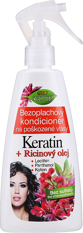 Regenerująca odżywka w sprayu do włosów Keratyna i olej rycynowy - Bione Cosmetics Keratin + Ricinovy Oil — Zdjęcie N1