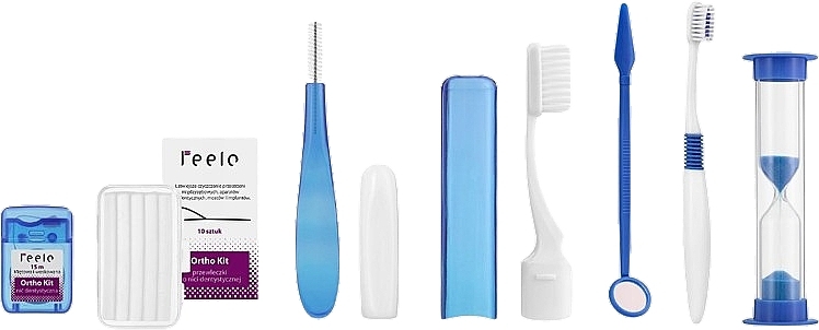 Zestaw ortodontyczny w kosmetyczce, niebieski - Feelo Ortho Kit — Zdjęcie N2