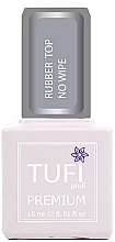 Baza pod lakier hybrydowy bez lepkiej warstwy, 15 ml - Tufi Profi Premium Rubber Top No Wipe — Zdjęcie N1