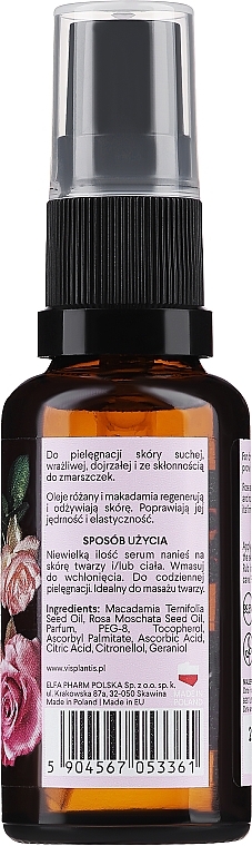 Olejek różany z olejkiem makadamia do twarzy, szyi i dekoltu - Vis Plantis — Zdjęcie N2