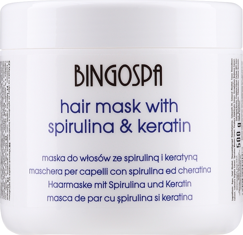 Maska do włosów ze spiruliną i keratyną - BingoSpa Hair Mask With Keratin And Spirulina