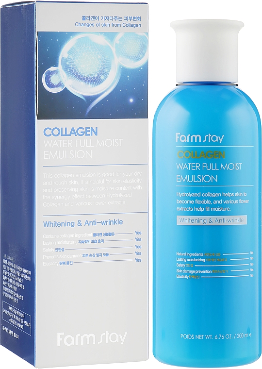 Nawilżająca emulsja do twarzy z kolagenem - FarmStay Collagen Water Full Moist Emulsion — Zdjęcie N1