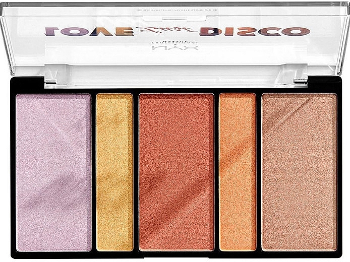 PRZECENA! Paletka rozświetlaczy do twarzy - Nyx Professional Makeup Love Lust Disco * — Zdjęcie N1