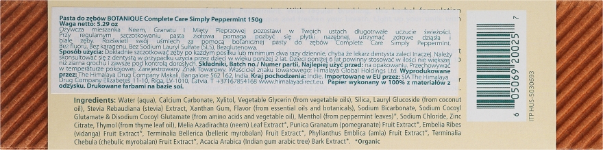 Bezglutenowa pasta do zębów - Himalaya Herbals Complete Care Simply Pepermint — Zdjęcie N3