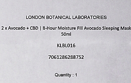 Zestaw - London Botanical Laboratories Avocado+CBD 8-Hour Moisture Fill Avocado Sleeping Mask (mask/50ml + mask/50ml) — Zdjęcie N3