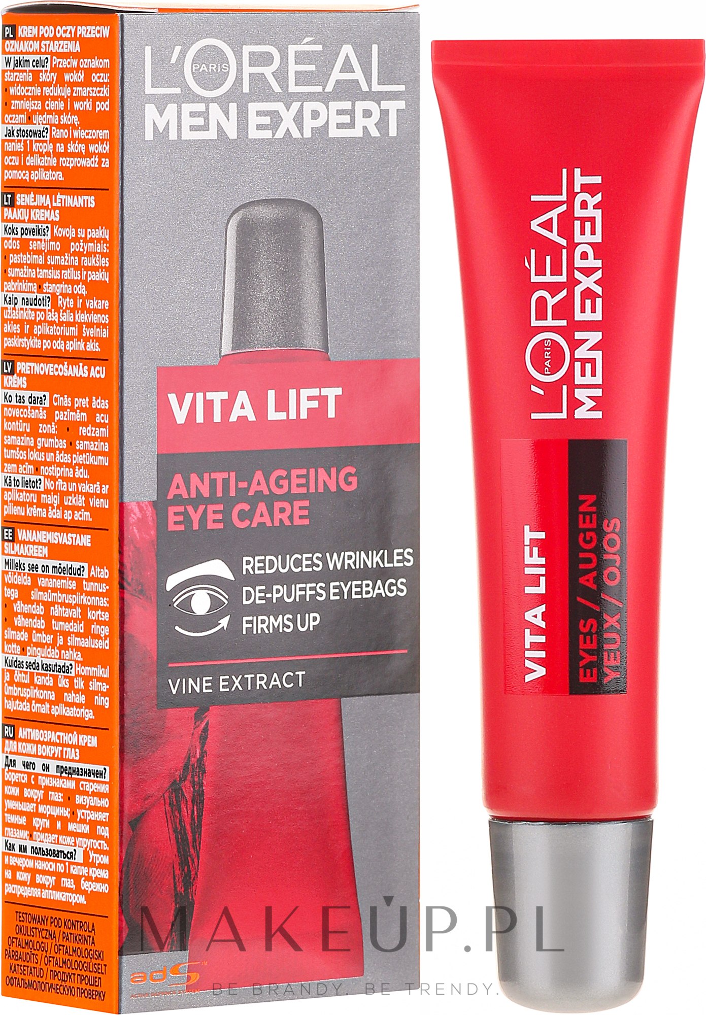 Krem pod oczy dla mężczyzn przeciw oznakom starzenia - L'Oreal Paris Men Expert Vita Lift Eye Cream — Zdjęcie 15 ml