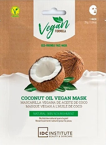 Wegańska maska w płachcie z olejem kokosowym - IDC Institute Vegan Formula Coconut Oil Face Mask — Zdjęcie N1